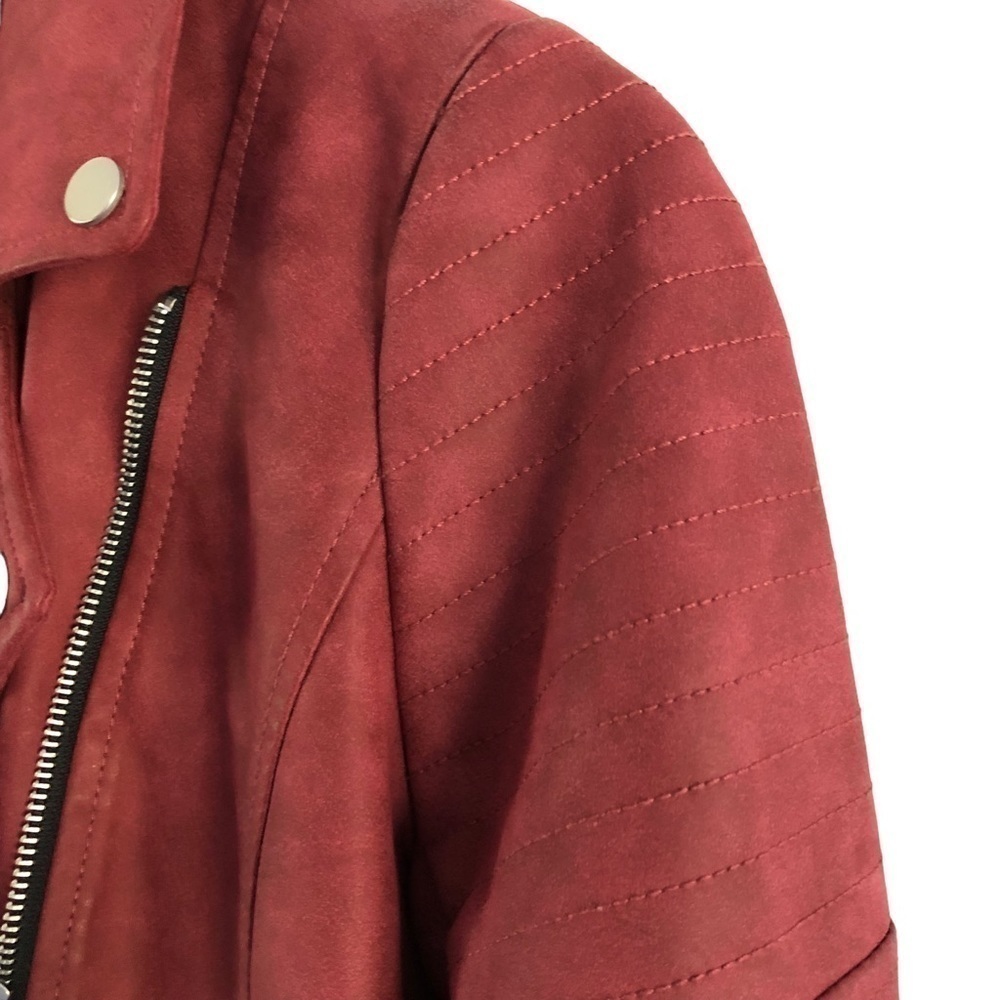 Avec Les Filles Faux Suede Moto Jacket XS Rust Red - Picture 13 of 16